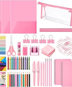 Watersay 48 Pcs Pink School Supplies Set