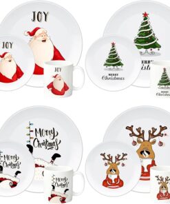 12-Piece Christmas Melamine Dinnerware Set, Service for 4