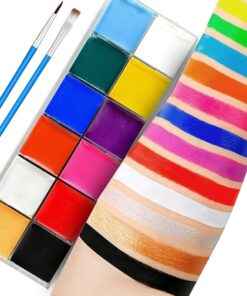 12 Color Face Paint Set with Brushes