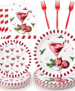 Christmas Cocktail Party Plates, Candy Cane Design