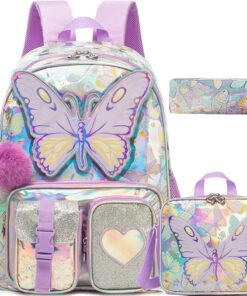 Meetbelify Backpack for Girls with Lunch Box & Pencil Case
