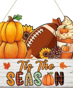 Fall Decoration Wreath for Front Door Wooden Welcome Sign
