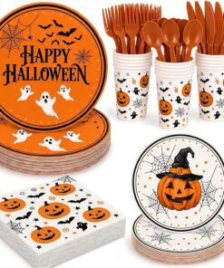 168 Pcs Halloween Disposable Tableware