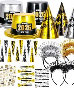 2026 New Years Eve Party Supplies for 24 Guests, 60 Pcs Kit
