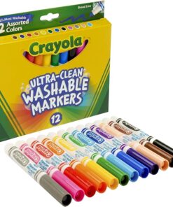 Crayola Broad Line Markers (12 Count), Washable Markers for Kids