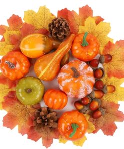 Fall Decorations for Home Mini Pumpkins Gourds and Leaves Set