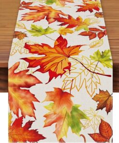 Fall Table Runner 72 x 13 Inch Thanksgiving Decorations Linen Burlap