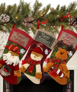 Sunnyglade 3 Pcs 18-Inch Classic Large Christmas Stockings