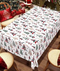Christmas Tree Tablecloth, Red Green Holiday Table Cloth