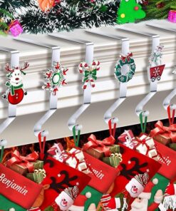 Christmas Stocking Holders for Mantle, Set of 6 Colorful