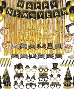 136 Pcs New Years Eve Party Supplies Kit