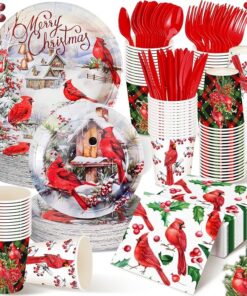 350-Piece Christmas Disposable Dinnerware Set, Serves 50
