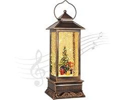 Christmas Snow Globe Lantern, Glittering Water Lantern with Music