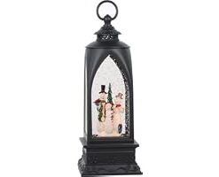 Eldnacele 12 Inch Christmas Snow Globe Lantern Snowman with Music & Timer