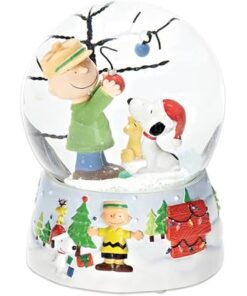 Roman Peanuts Snoopy and Charlie Brown Christmas Tree Musical Water Globe