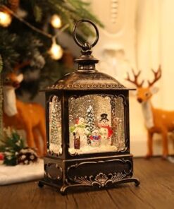 Christmas Snow Globe with Snowman Family, Glittering Lighted