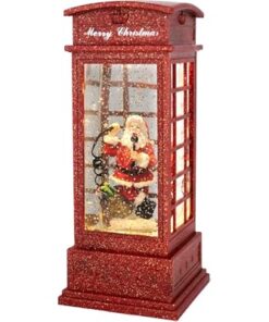 Wondise Christmas Red Snow Globe with 6H Timer, Telephone Booth Design