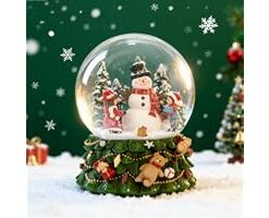 Aobaks 8.25 Inch Christmas Snow Globe, Light-Up Musical Snowman