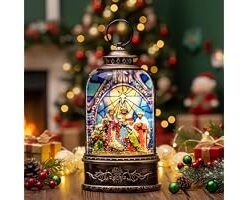 Christmas Snow Globe Water Lantern with Nativity Scene, Musical