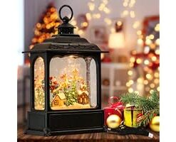 Wondise Christmas Musical Snow Globe Lantern, 11.2 Inch, 6 Hour Timer